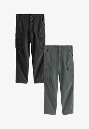 2 PACK REGULAR FIT - Cargobukser - black charcoal grey