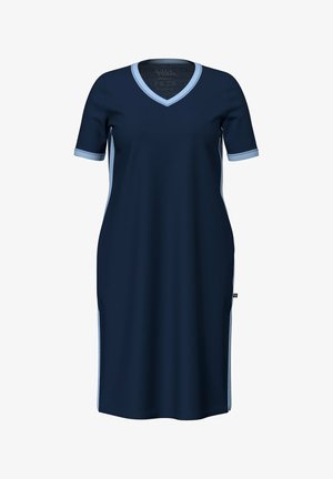 Ulla Popken, NIGHTGOWN, STRIPES, DECORATIVE TRIM, V-NECK, SHORT SLEEVE - Nachthemd - midnight blue