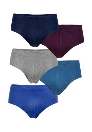 Baumwollunterwäsche in fünf Farben: Marineblau, Burgunderrot, Grau, Türkis und Blau. Besitzt einen klassischen Schnitt mit elastischen Taillenbündchen und verstärkten Nähten.