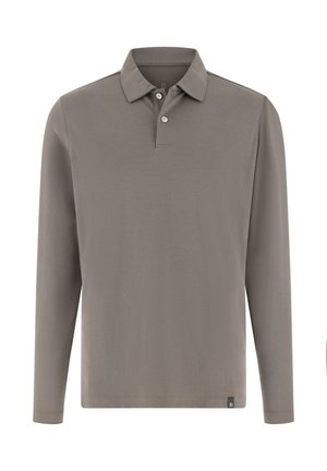 Polokošile s dlouhým rukávem v tlumené šedé barvě, vyrobená z hladké látky, s límečkem a tříknoflíkovou légou. Jemný detail loga na lemu.