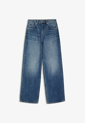 Bershka, STRAIGHT WIDE HIGH WAIST- JEANS - Džínsy baggy - dark blue