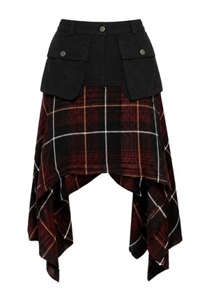 #VDR VILLADELLEROSE, PLAID ASYMMETRIC MIDI SKIRT - Jupe trapèze - burgundy