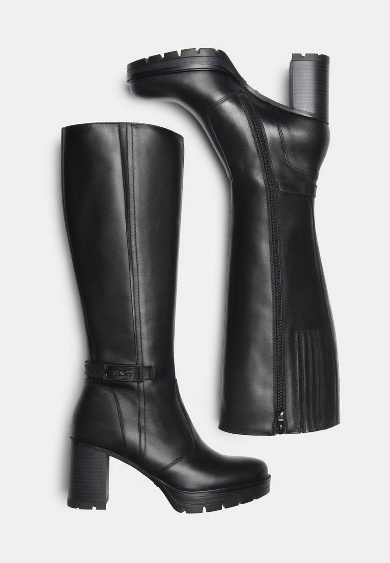 Stivali Donna Al Ginocchio In Pelle Nappa &ndash; Tacco Medio 6 Cm, Made In Italy, Osvaldo Pericoli