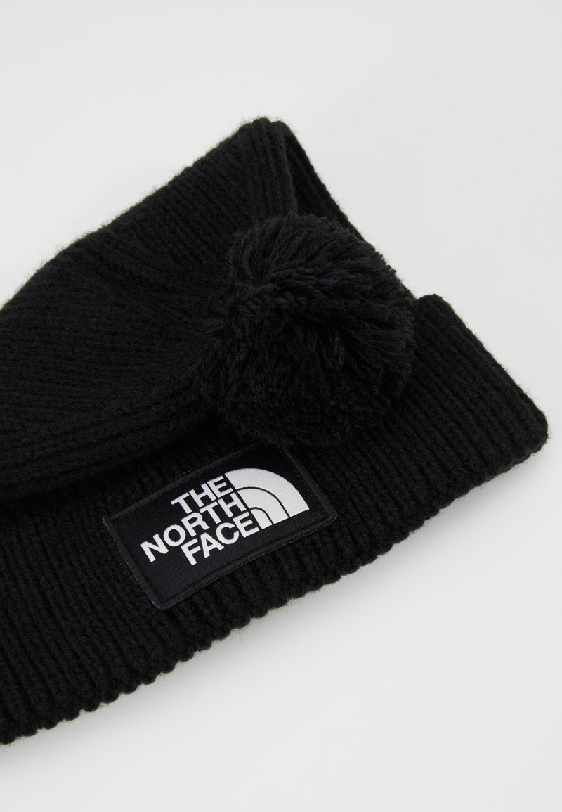 north face logo box pom beanie