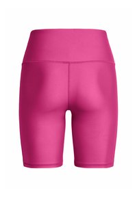 Pantalones cortos deportivos rosas hechos de una tela elástica con una cintura alta. Textura suave y diseño ajustado, cortados por encima de la rodilla.