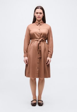 Rochie tip cămașă - toffee