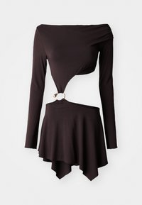TRIM ASYMMETRIC DRESS - Rochie din jerseu - brown