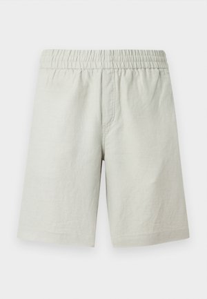 Lysegrå shorts lavet af tekstureret stof, med elastik i taljen og sidelommer; lige snit.