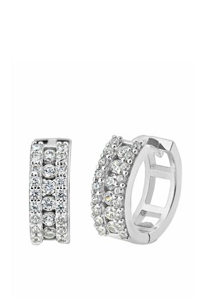 HOOP WITH CHANNEL CZ STONES - Naušnice - white gold coloured