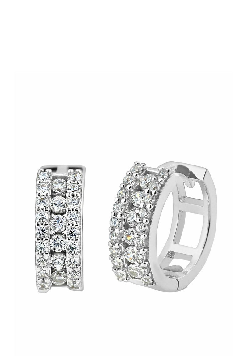 DIAMANT L'ÉTERNEL HOOP WITH CHANNEL CZ STONES - Kõrvarõngad - white gold coloured