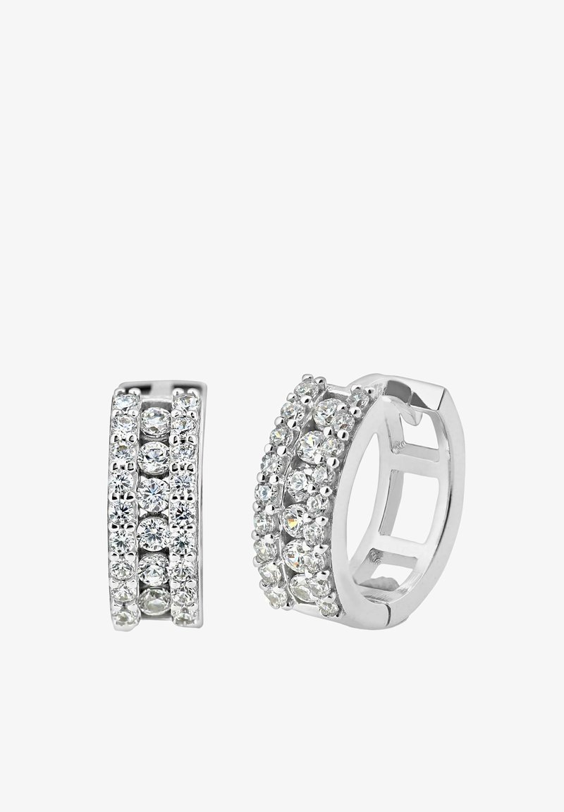 DIAMANT L'ÉTERNEL HOOP WITH CHANNEL CZ STONES - Ohrringe - white gold coloured