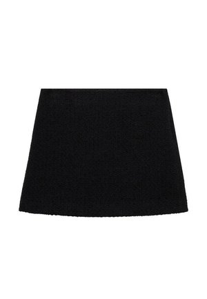 Gonna nera in tessuto morbido e strutturato. Design a linea ad A con una forma svasata, caratterizzata da una vita liscia. Leggera e versatile.