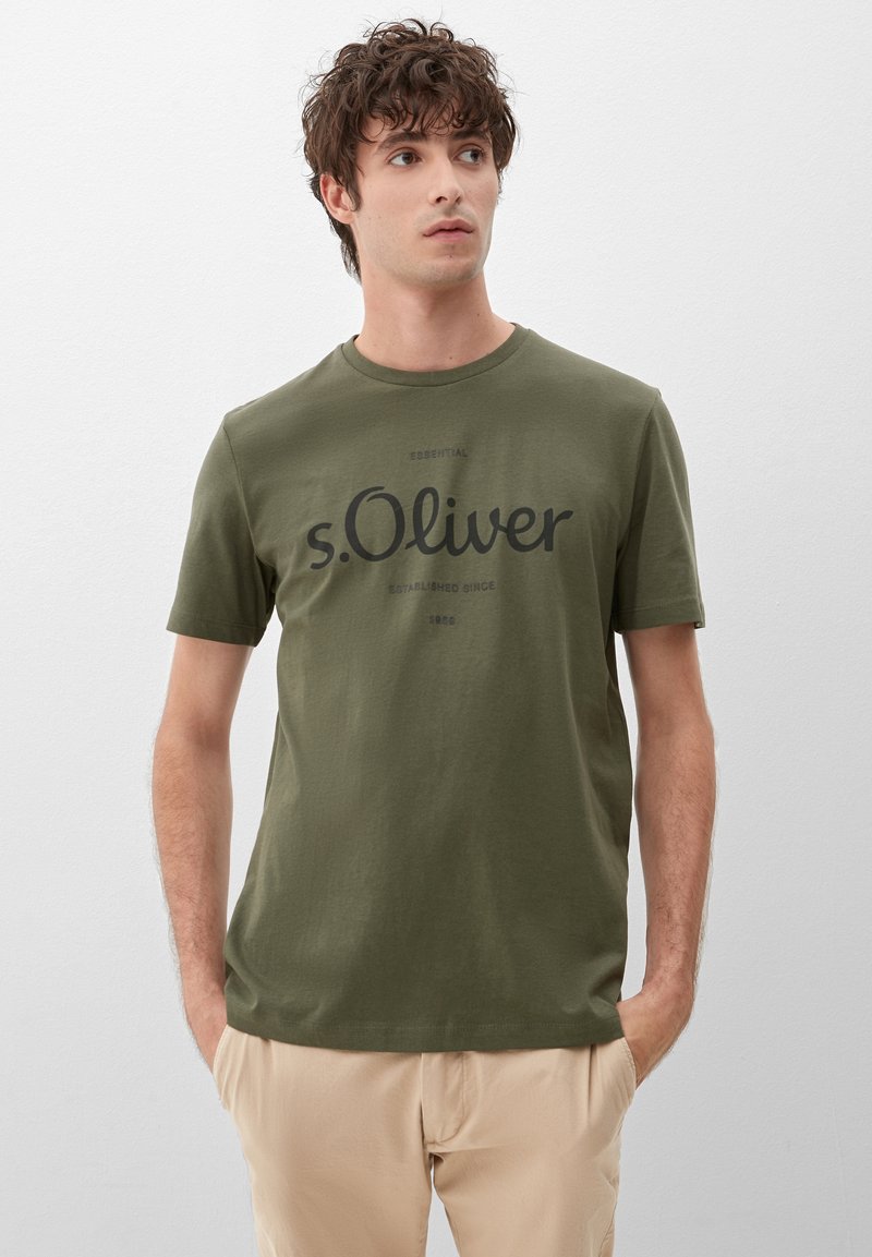 s.Oliver LOGO - T-shirt print - khaki oliv placed