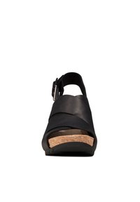 Clarks FLEX SAND - Wedge sandals - schwarzes leder