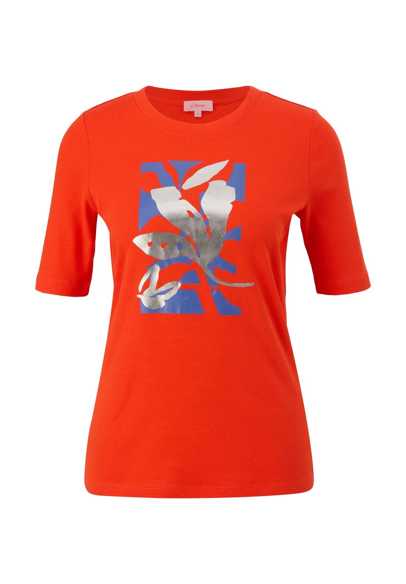 s.Oliver MIT GLÄNZENDEM FRONTPRINT - T-shirt print - dunkelorange