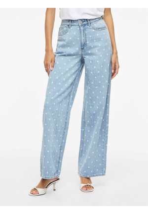 VIFREYA GEPUNKTETE - Pernera ancha - light blue denim