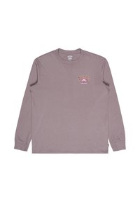 T-shirt z długimi rękawami w stonowanym mauve z bawełny. Posiada różowy graficzny logo na klatce piersiowej oraz ściągacze na rękawach. Klasyczny krój z okrągłym dekoltem.