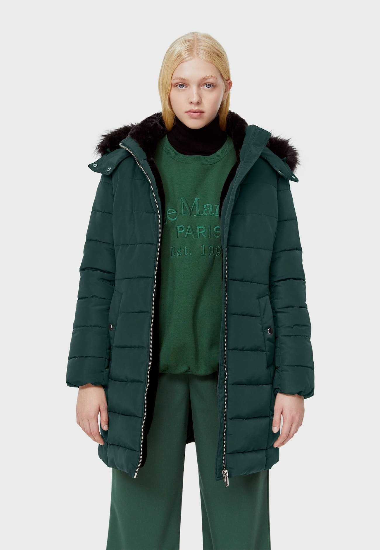 stradivarius green coat