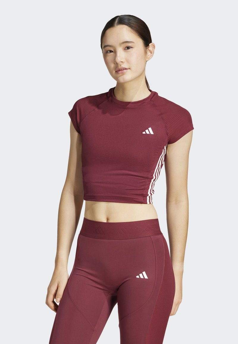 adidas Performance - HYPERGLAM RIBBED - Majica kratkih rukava s printom - shadow red, Povećaj