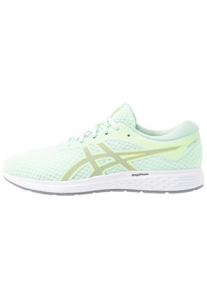 Hellgrüner Mesh-Laufschuh mit weißer Sohle, grauen Logostreifen und "AmpliFoam"-Beschriftung auf der Zwischensohle.