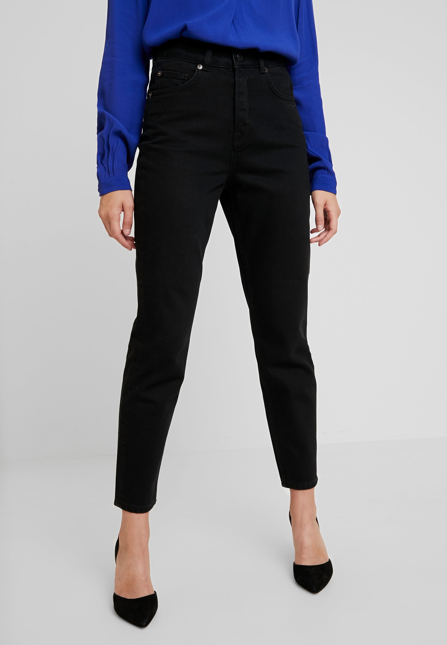 Selected Femme Mom Jeans Relaxed Fit Black Denim Zalando De