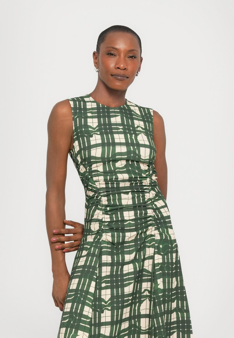 slim fit dress slacks Blackmilk | Check It Twice Green Foil Dress | Green main image 0
