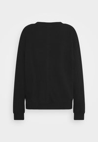Sweat-shirt noir à manches longues avec col rond, poignets et ourlet côtelés, présenté de dos sur un fond blanc uni.