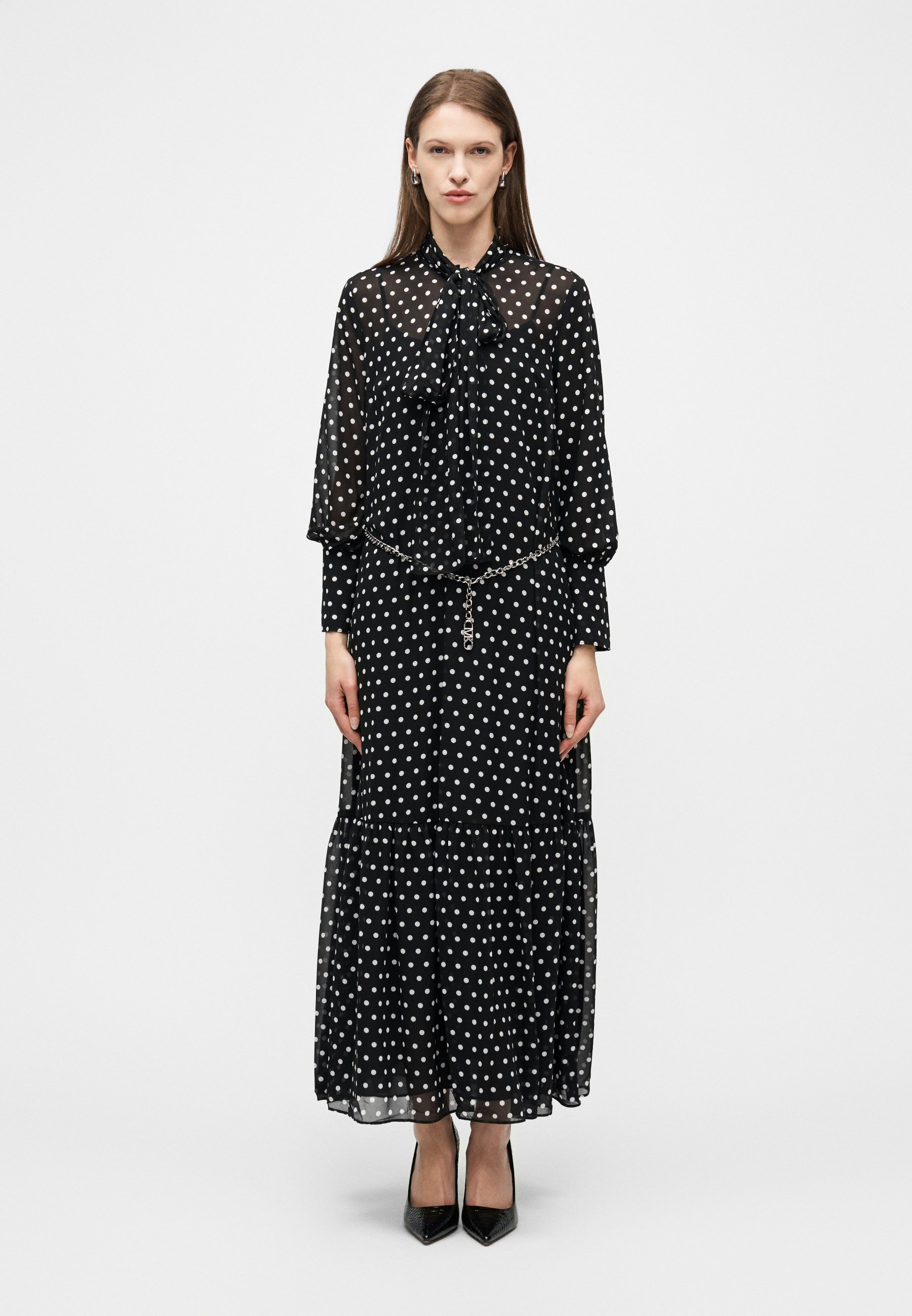 MICHAEL Michael Kors POLKA DOT BOW - Maxi dress - black/white