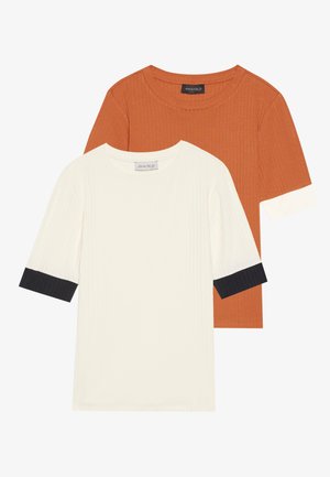 2 PACK - T-shirts med print - gingerbread/egret/black