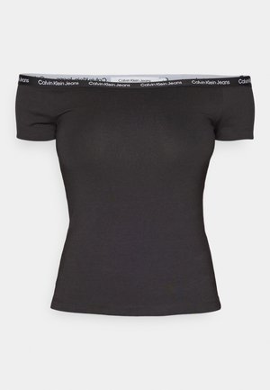 Calvin Klein Jeans LOGO ELASTIC BARDOT TOP - Printtipaita - black