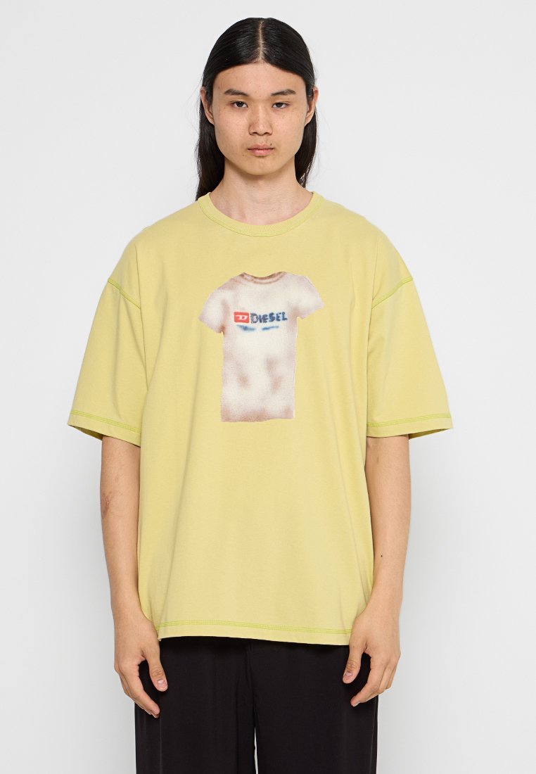 Diesel T-shirt print lichtgeel