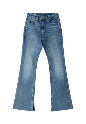 Stradivarius, D74 SLIT FIT FLARED JEANS - Jeans Bootcut - blue-denim
