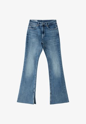 Stradivarius, D74 SLIT FIT FLARED JEANS - Jeans bootcut - blue-denim
