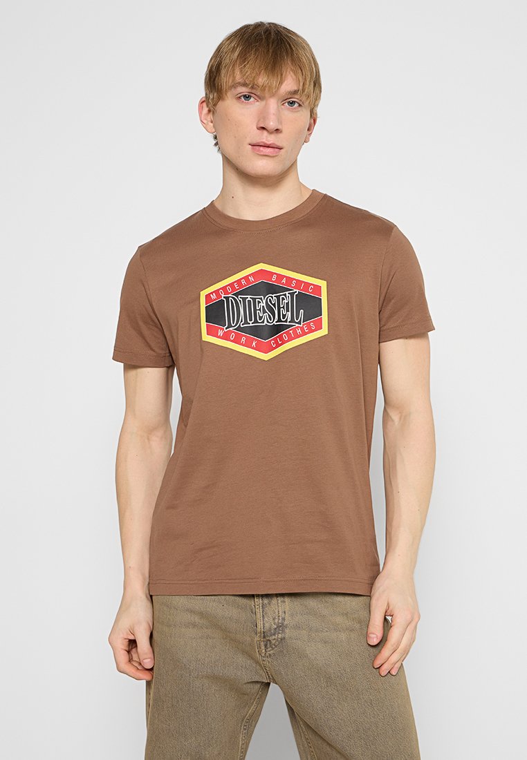 Diesel T-shirt print lichtbruin