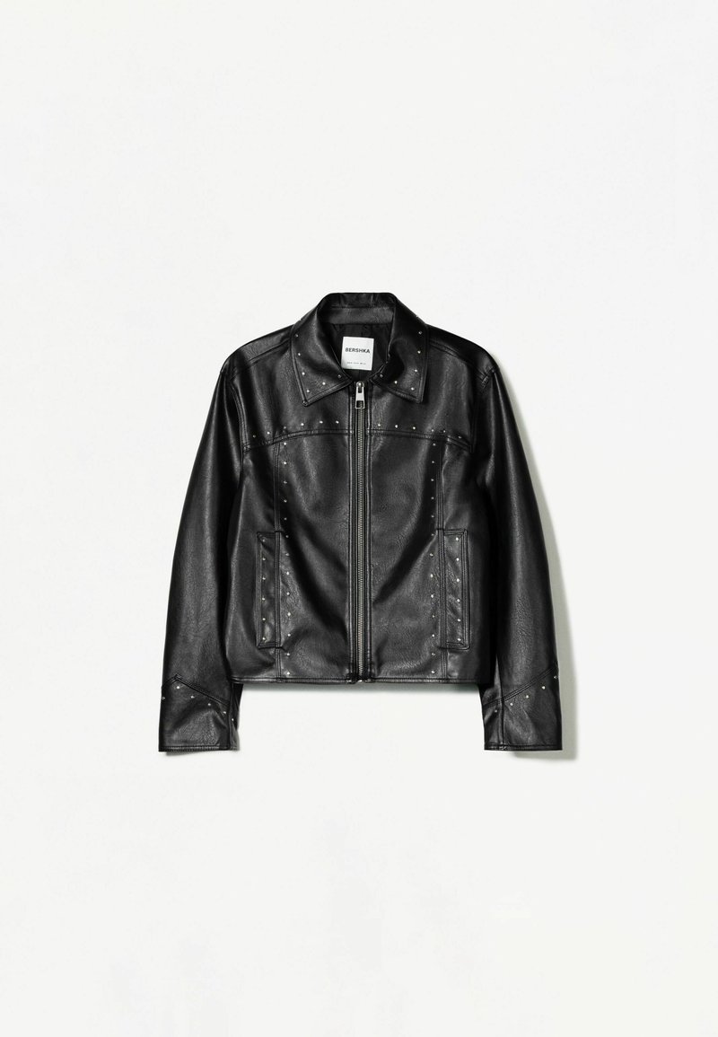 Giacca Bomber Giacca Di Pelle Nera Bershka Bershka Giacca In
