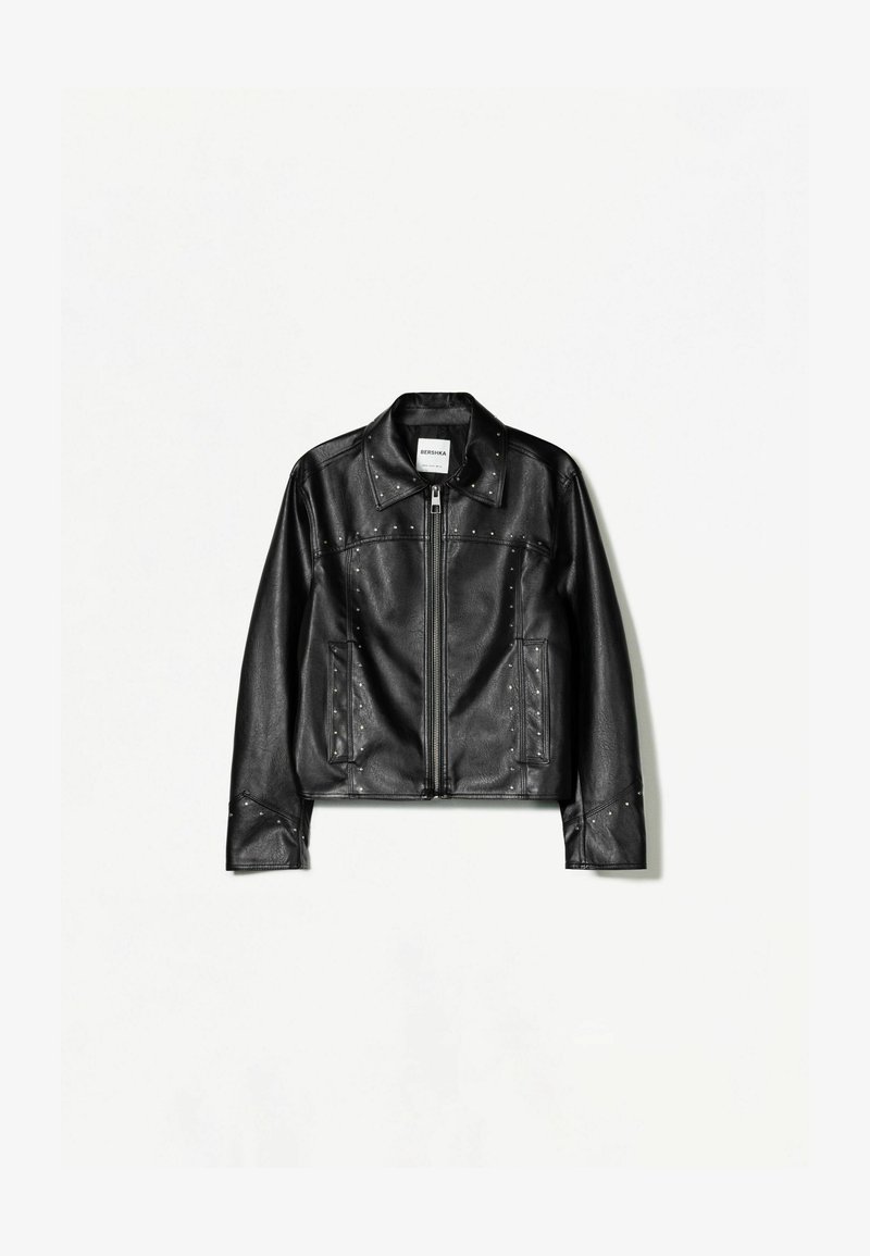 Giacca Bomber Giacca Di Pelle Nera Bershka Bershka Giacca In