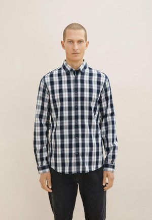 Shirt - navy off white check