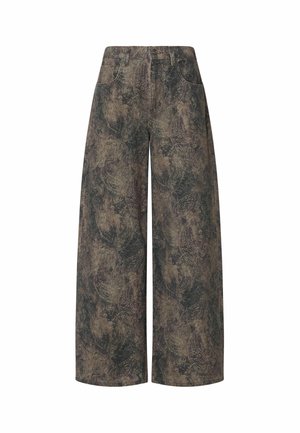 LIU JO, LIU JO BOYFRIEND TROUSERS WITH GLITTER PRINT - Wide Leg - brown