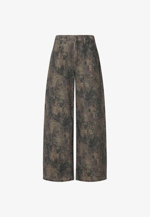 LIU JO, LIU JO BOYFRIEND TROUSERS WITH GLITTER PRINT - Wide leg - brown