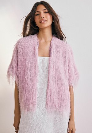 Next REGULAR FIT - CROPPED FEATHER LOOK COVER-UP - Bunda z nepravej kože - pink