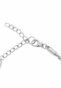 Bracciale in argento con design intrecciato, dotato di chiusura a gancio e catena regolabile per personalizzare la lunghezza.
