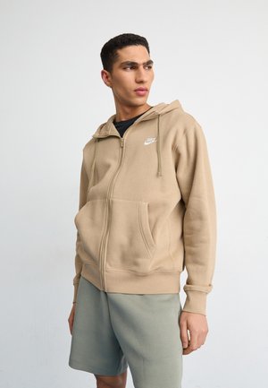 CLUB HOODIE - Tröja med dragkedja - khaki/white