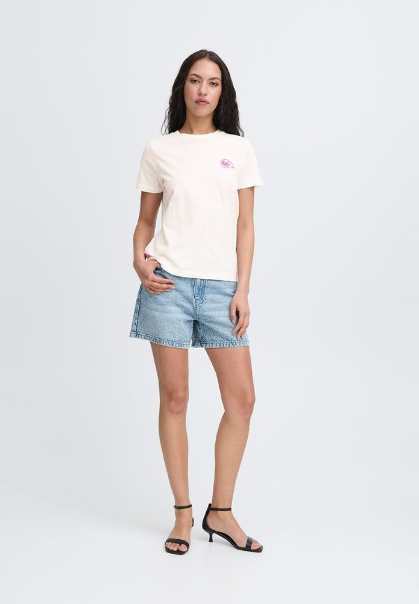 CAMINO - Print T-shirt - cloud dancer w bright rose2