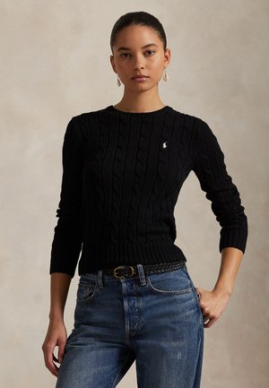 Polo Ralph Lauren, CABLE-KNIT COTTON CREWNECK SWEATER - Πουλόβερ - black