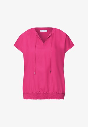 Street One, BLOUSE SHIRT WITH SPLIT NECK AND SMOKDETAIL, różowy