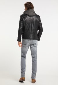 Mustang Leren jas - schwarz