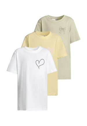 3 PACK KURZARM BOW HEART - T-shirt med print - white softsalvia softyellow