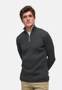 Kronstadt CABLE HALF-ZIP - Strikkegenser - charcoal mix