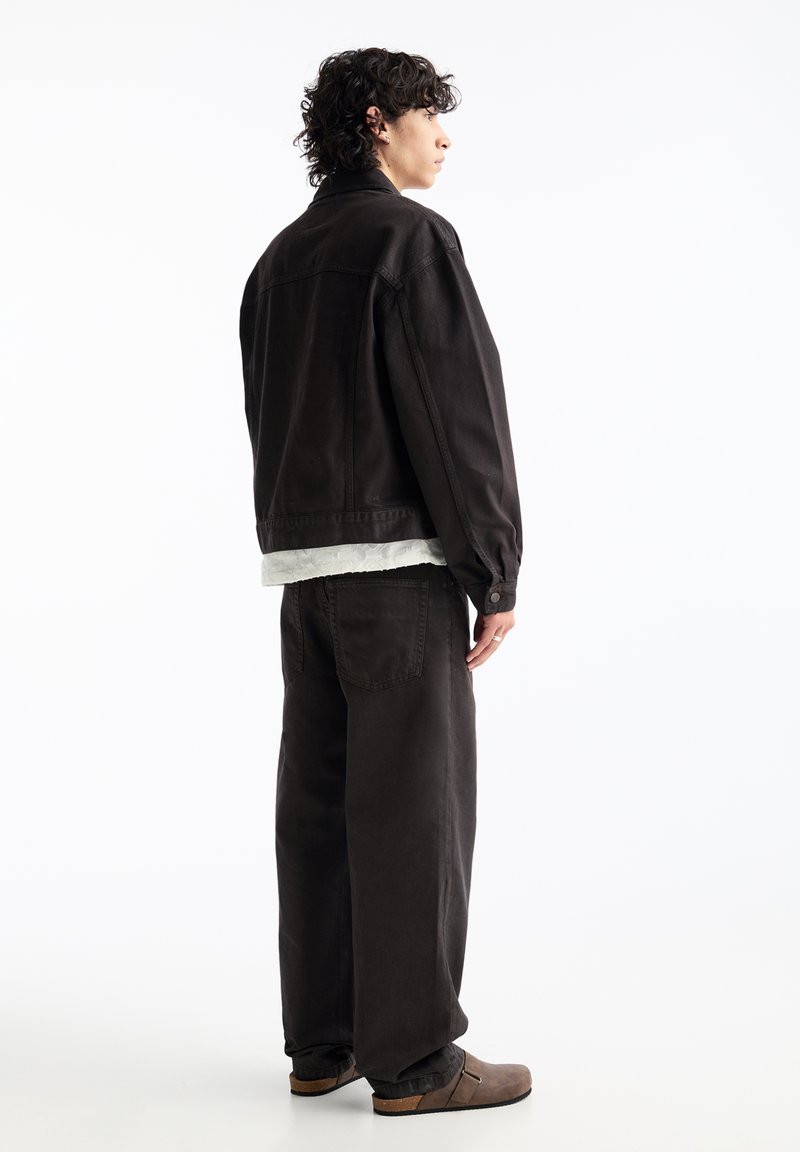 PULL&BEAR WAXED FINISH - Jeansjacke - dark grey/dunkelgrau 