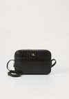 CROC EMBOSSED - Cross body bag - black/antique light gold-coloured